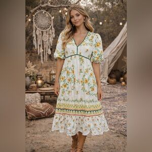 NEW Anthropologie brand Fig and Flower Multicolor Bohemian Dresses